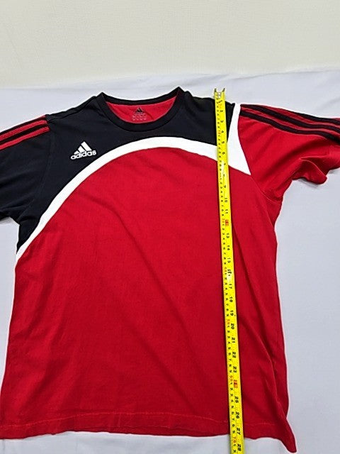 Adidas Unisex Red 3-Stripes Jersey Short Sleeve Size L Crewneck