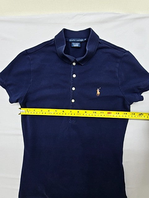 Ralph Lauren Unisex Navy Polo Shirt Short Sleeve Button Cotton M