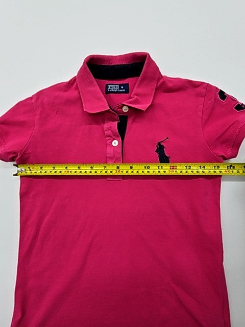 Polo Ralph Lauren Men Pink Pique Polo Shirt Size M Button Front Condition