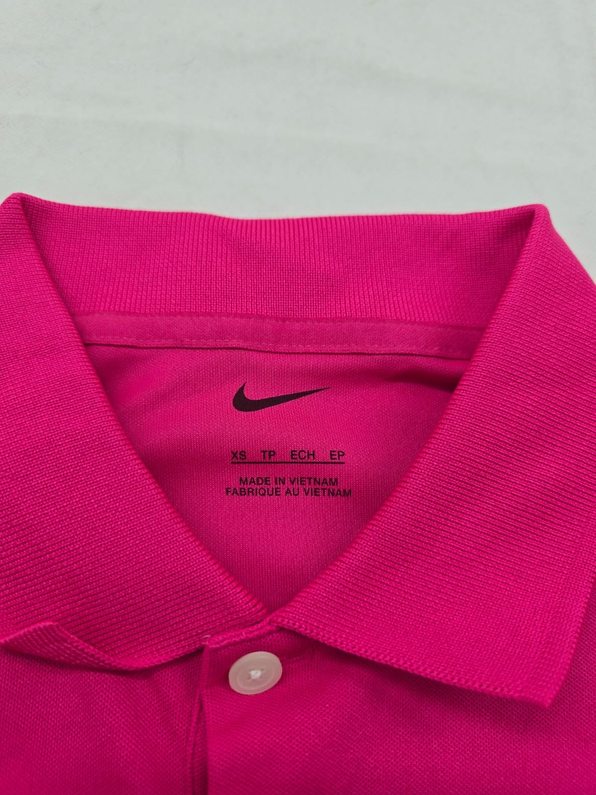 Nike Dri Fit Polo Shirt Pink Logo Embroidered XS Short Sleeve Vietnam