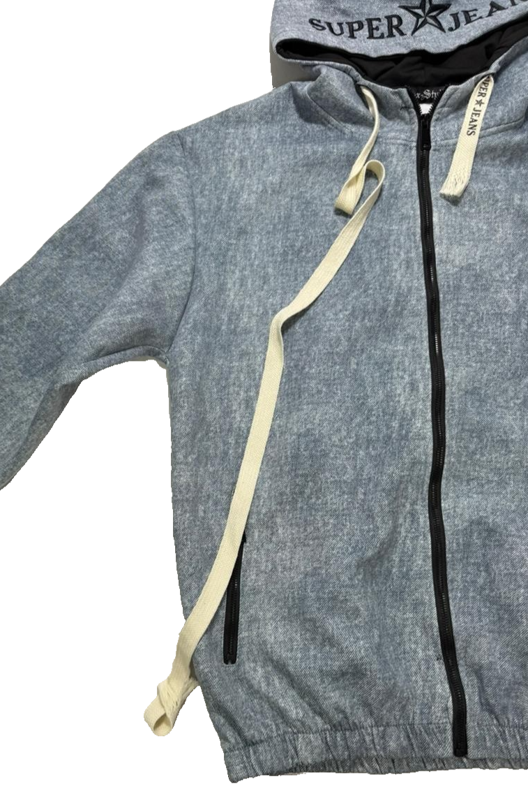 Super Jeans Flex-Style Grey Zip Up Hoodie Jacket Men's Casual XXL