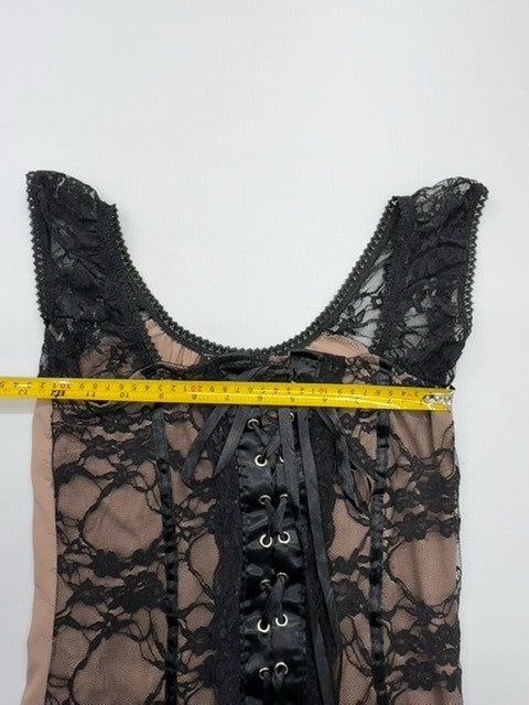 VivianMiele Women Beige Lace Corset Cami Top Size XL Slim Stretch