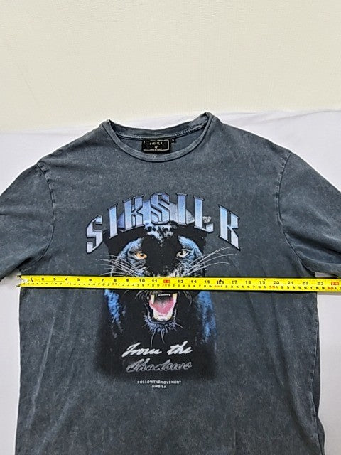 Siksilk Men's Charcoal Graphic Oversized T-Shirt Size S SS-24478