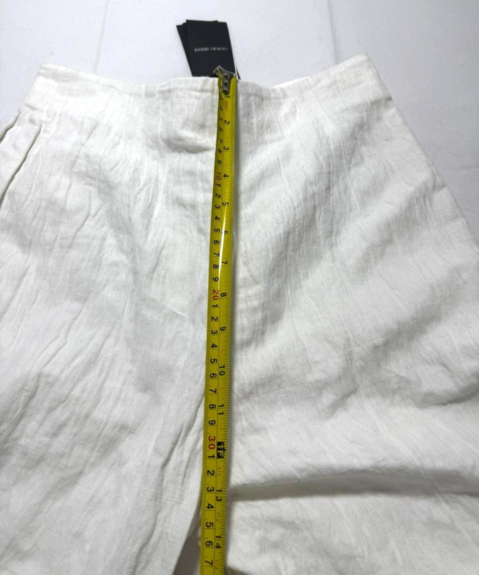 BNWT Giorgio Armani White Linen-Blend Wide-Leg Pants - Size 42