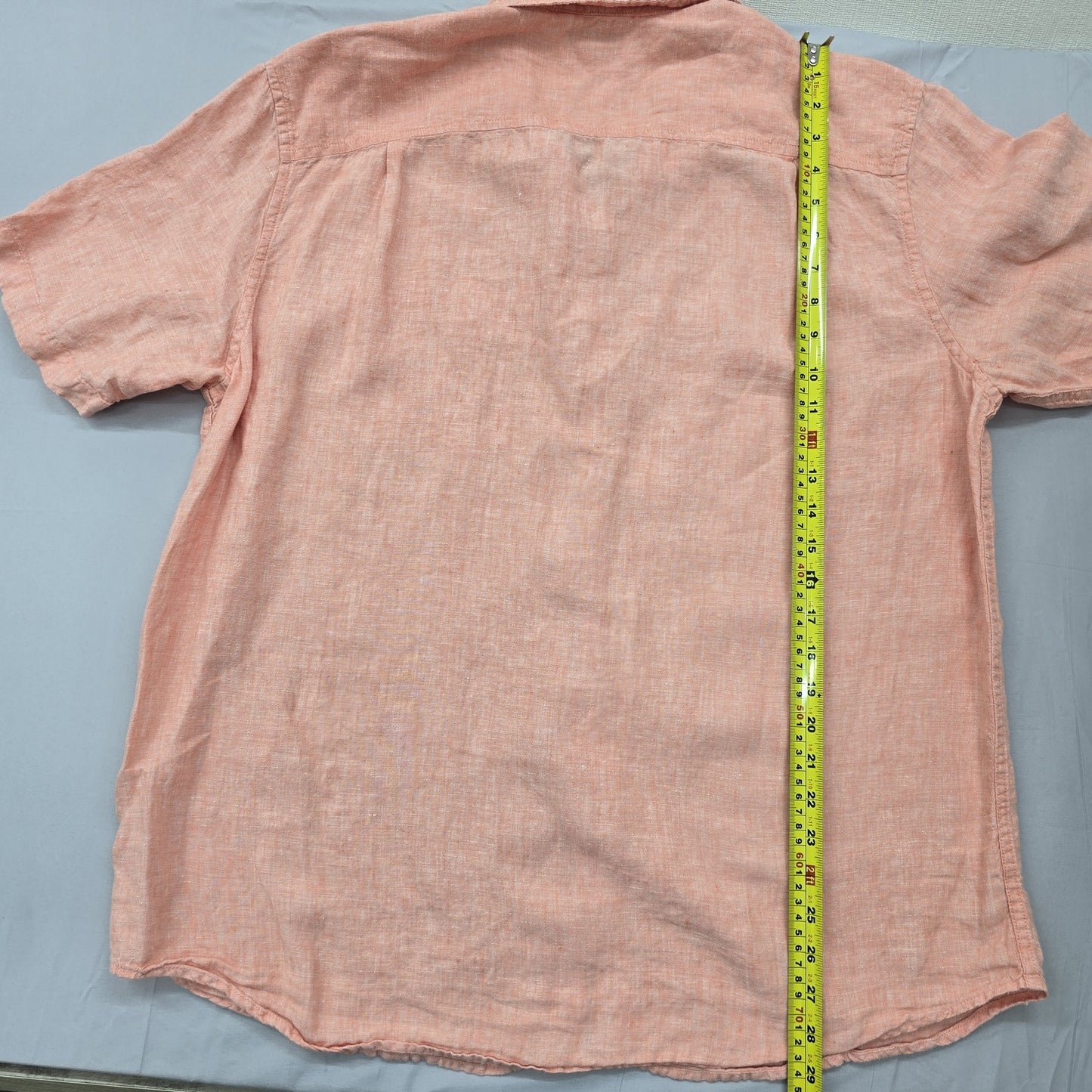 L.L.Bean Men's Peach Linen Short Sleeve Button-Down Shirt Size L