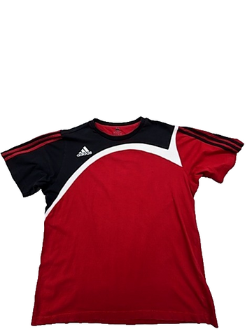Adidas Unisex Red 3-Stripes Jersey Short Sleeve Size L Crewneck
