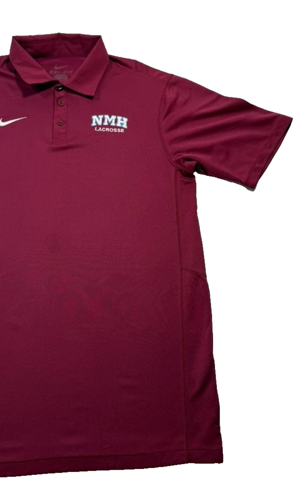 Nike Men's Maroon Nmh Lacrosse Dri-FIT Polo Shirt White Swoosh Size L