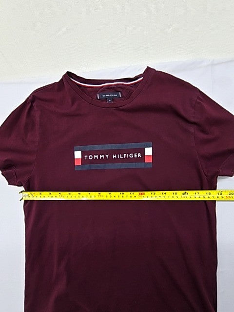 Tommy Hilfiger Men's Organic Cotton Burgundy T-Shirt M Short Sleeve Crew Neck