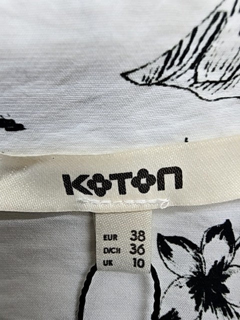 Koton Women's White Tropical Long Sleeve Cotton Shirt Size 38