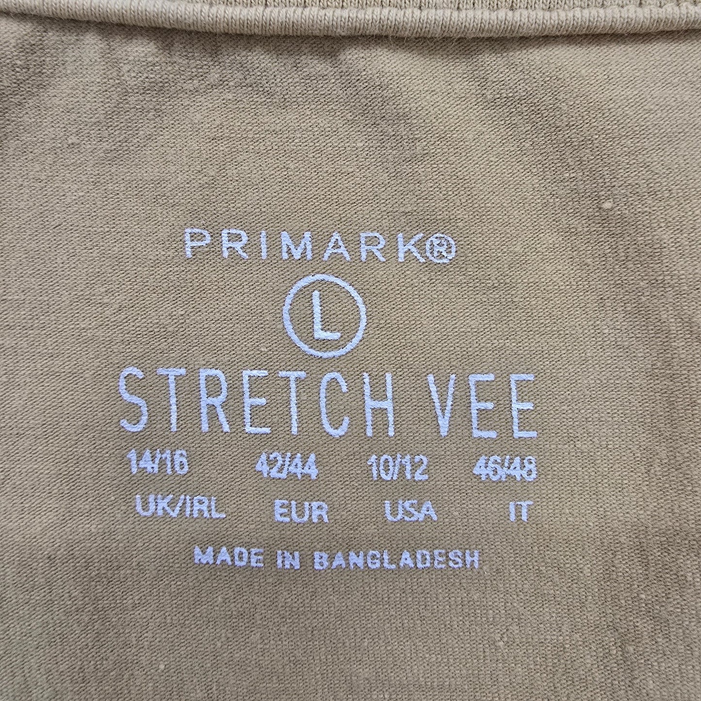 Primark Women's Yellow V-Neck Stretch T-Shirt Size 10/12 Short Sleeve
