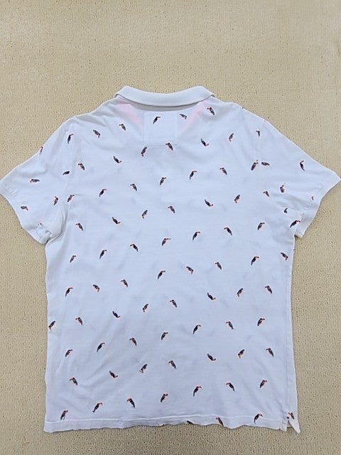 Superdry Men's White Fish Print Polo Shirt XXXXLarge Short Sleeve
