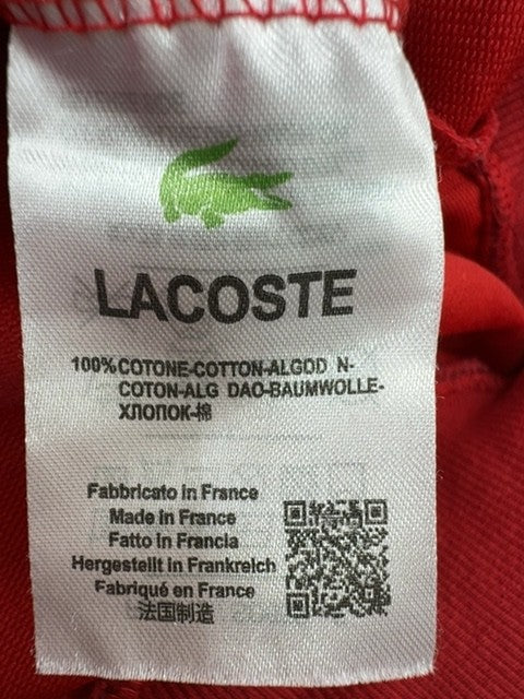 Lacoste Men's Red Fleece Sweatshirt Size L Embroidered Logo