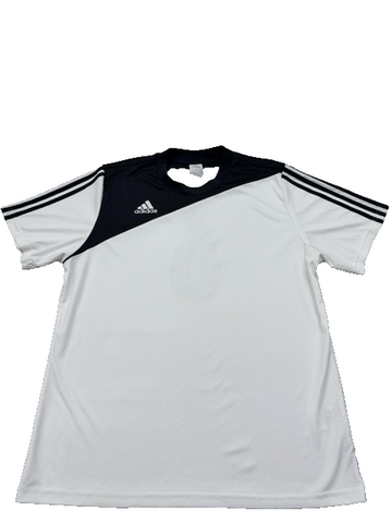 Adidas Men's White Black Striped Soccer Jersey Short Sleeve XL Polyester