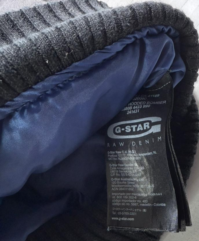 G-Star Raw Men's Hooded Bomber Jacket Black Large Padded Winter Coat Size L