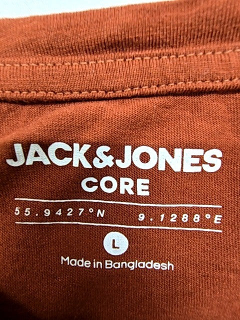 Jack & Jones Men's Rust Printed T-Shirt L Short Sleeve Cotton