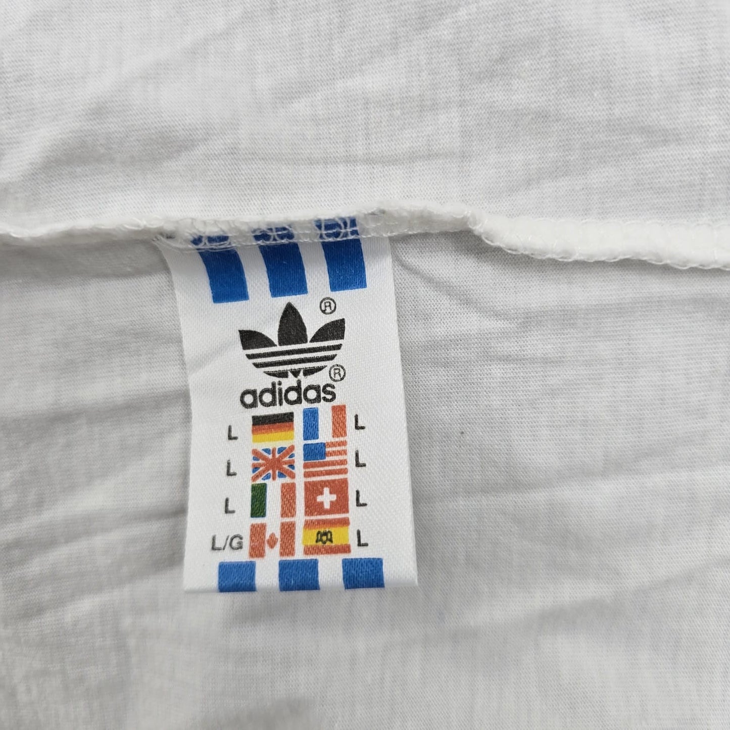 Adidas Men's White Graphic Short Sleeve T-Shirt L Vintage