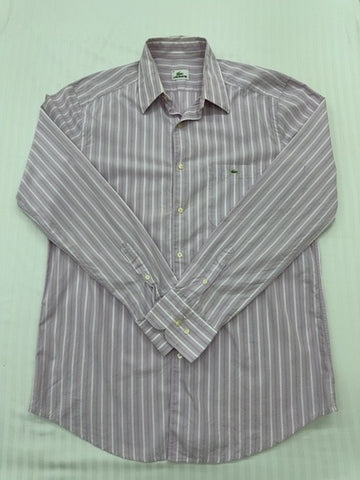Lacoste Men's Gray Striped Cotton Button-Down Size 42 Vintage