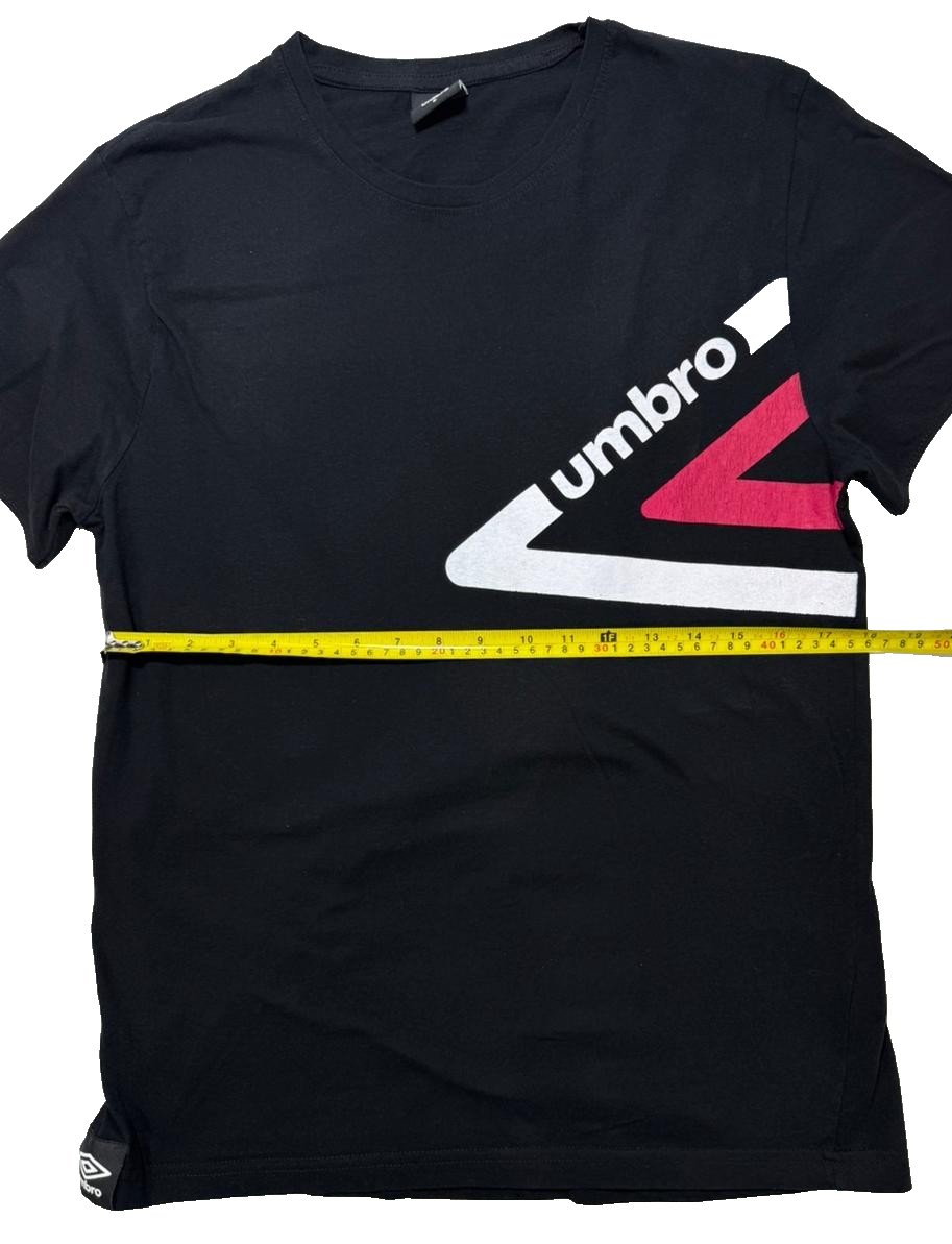 Umbro T-Shirt Black White Red Graphic Logo - Size L