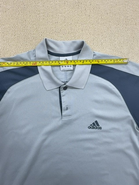 Adidas Men's Grey Short Sleeve Polo Shirt Size M Button-Down