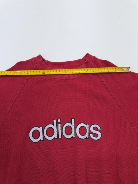 Adidas Unisex Kids Red Raglan Sweatshirt Size M Logo Graphic Pullover