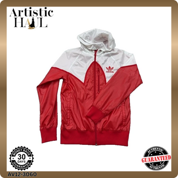 Adidas Men's Red White Hooded Track Jacket Size M Originals