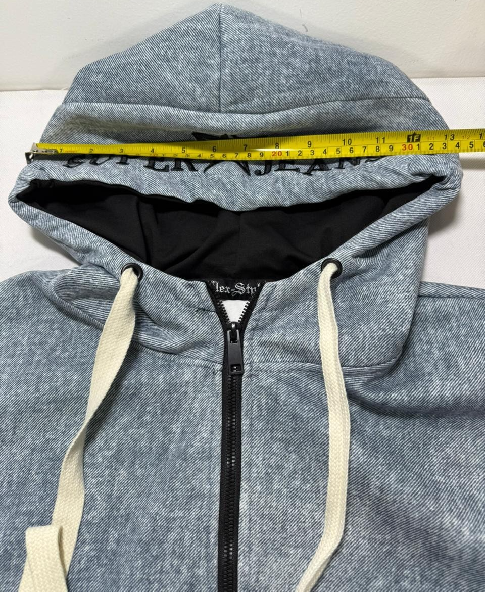 Super Jeans Flex-Style Grey Zip Up Hoodie Jacket Men's Casual XXL