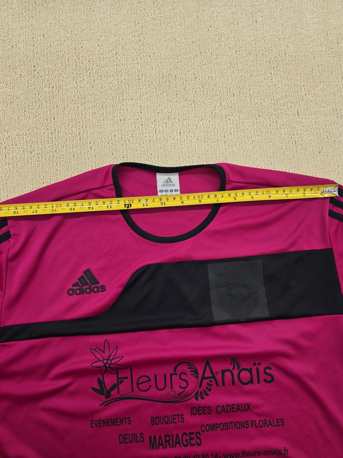 Adidas Men's Magenta Sports Jersey L Short Sleeve Stripes