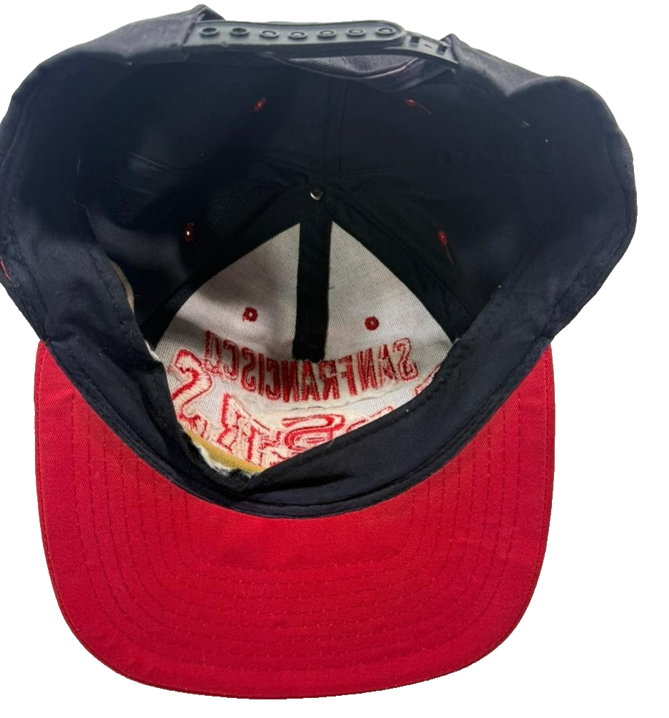 San Francisco 49Ers Men's Black Red Snapback Hat Embroidered Logo Nfl Adjustable