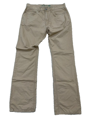 Lacoste Men's Beige Chino Pants Size 34 Regular Fit Twill