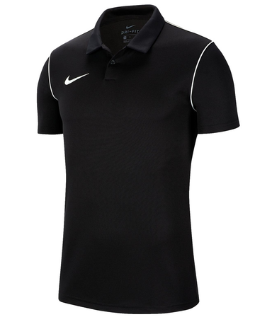 Nike Men's Black Dri-FIT Polo Shirt White Piping Swoosh Logo Short Sleeve Size L