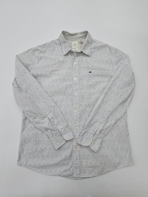 Dockers Men White Slim Fit Button-Up Shirt Long Sleeve Size Regular