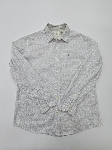 Dockers Men White Slim Fit Button-Up Shirt Long Sleeve Size Regular