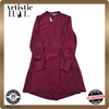 Koton Women's Burgundy Wrap Wide Leg Jumpsuit Size 40 Long Sleeve