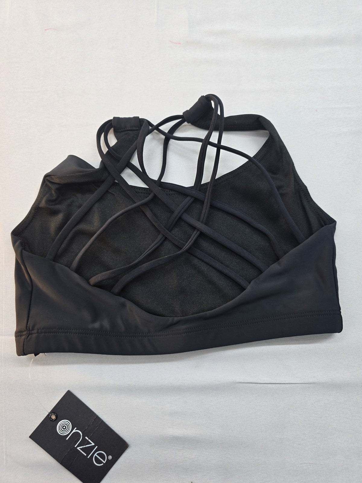 Onzie Crisscross Strappy Black Yoga Sports Bra S USA