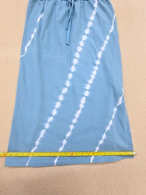 Splendid Blue Tie-Dye Midi Skirt XL Side Slits Drawstring