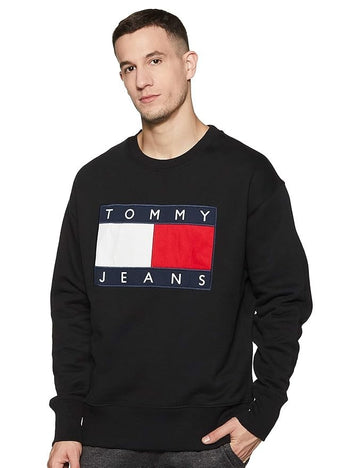 Black Tommy Hilfiger Mens Big Flag Sweatshirt - Size M