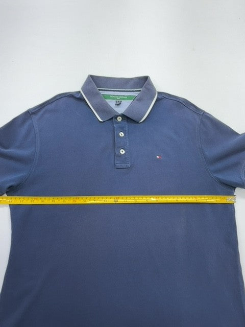 Tommy Hilfiger Men Navy Blue Golf Polo Shirt Size L Button Front