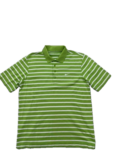 Nike Men's M Green White Dri-FIT Polo Golf Shirt Short Sleeve Stripe