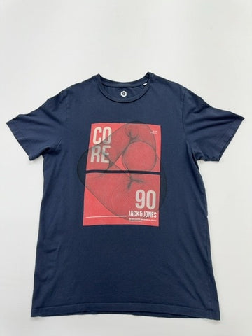 Jack & Jones Men Navy Blue Sports Graphic Tee Size L Regular