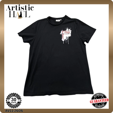 Fila Women's Black Splatter Print T-Shirt Size M FAM0410