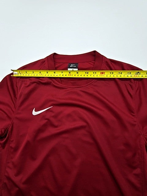 NIKE Men Red Dri-FIT Logo T-Shirt Size M Athletic Crew Neck Performance Knit
