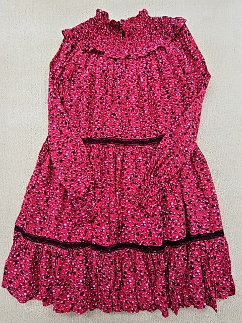 Scotch & Soda Red Floral Ruffle Mini Dress M Long Sleeve
