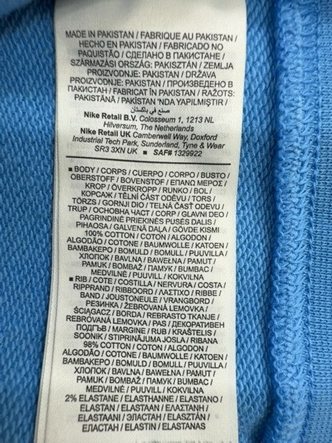 Nike Blue Crew Neck Sweatshirt M Cotton Polyester Long Sleeve