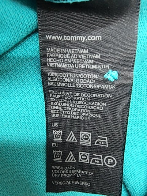 Hilfiger Denim Boys Turquoise Polo Shirt Cotton Jersey Size M Logo Button