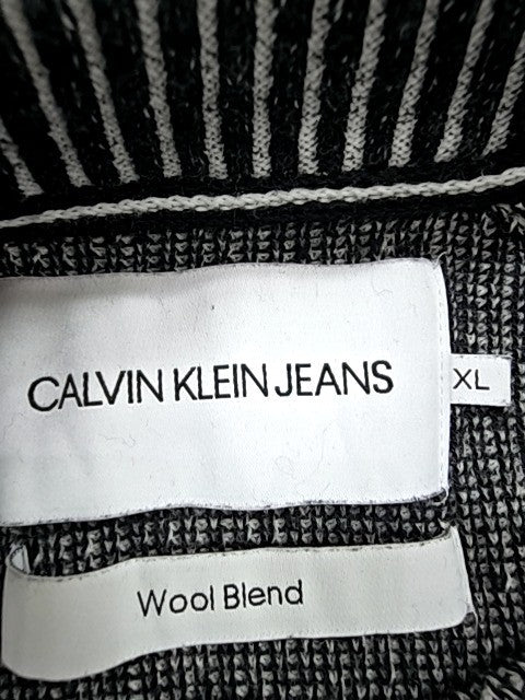 Calvin Klein Wool Blend High Neck Sweater XL Black Ribbed