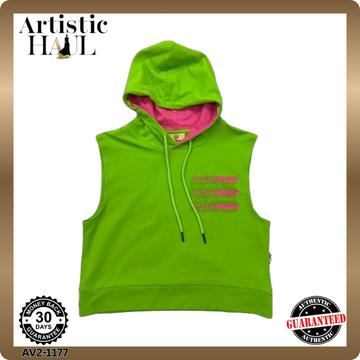 Plein Sport Green Fluo Sleeveless Tiger Hoodie S Men Cotton Fleece