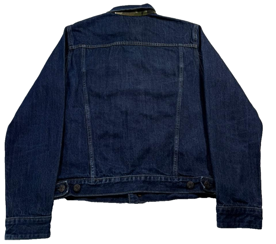 Gap 1969 Men'S Dark Wash Denim Jacket Camouflage Camo Liner Trucker Style Size M