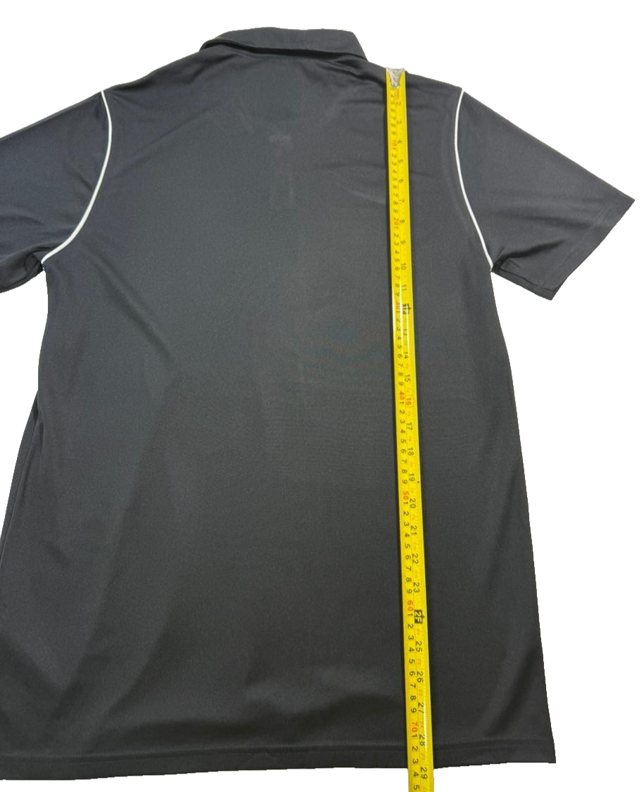 Nike Men's Black Dri-FIT Polo Shirt White Piping Swoosh Logo Short Sleeve Size L
