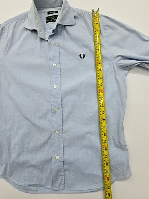 Fred Perry Men's Light Blue Slim Fit Button-Up Shirt Size S