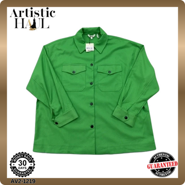 Koton Green Oversized Shirt Jacket EU 42 Snap Button Long Sleeve